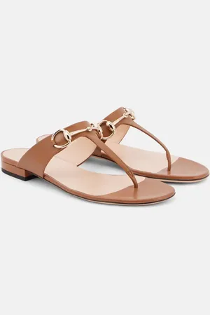 Gucci Lady Horsebit leather thong sandals