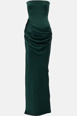 ALEX PERRY Draped crÃªpe satin corset dress