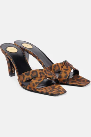 Saint Laurent Jill 75 leopard-print satin mules