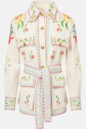 VALENTINO Floral embroidered denim jacket