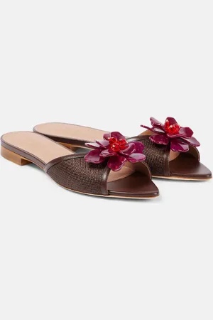 MALONE SOULIERS Cyd crystal-embellished raffia slides