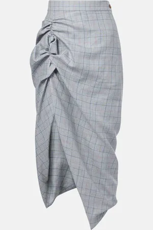 Vivienne Westwood Side Panther wool and linen midi skirt