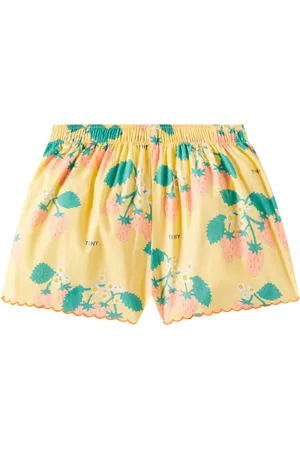 Tiny Cottons Strawberries printed scalloped cotton shorts