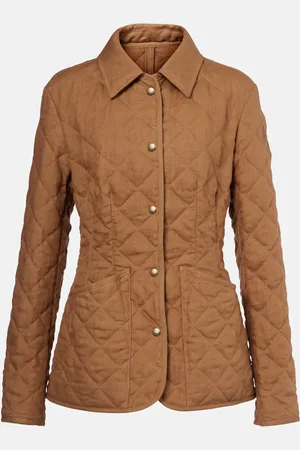 Moncler Uzes quilted leather-trimmed linen jacket