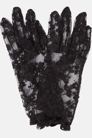 VALENTINO VLogo cotton-blend lace gloves