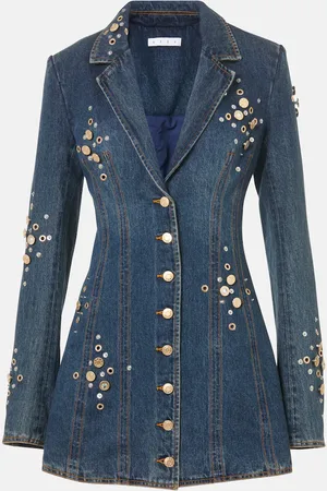 AREA Embellished denim blazer dress