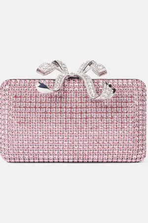 Self-Portrait Crystal-embellished bow-detail clutch
