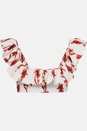 La DoubleJ Floral ruffled bikini top