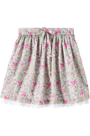 La Coqueta Luna lace-trimmed floral cotton skirt