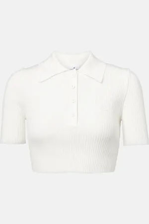 Courrèges CourrÃ¨ges Cropped ribbed-knit polo shirt