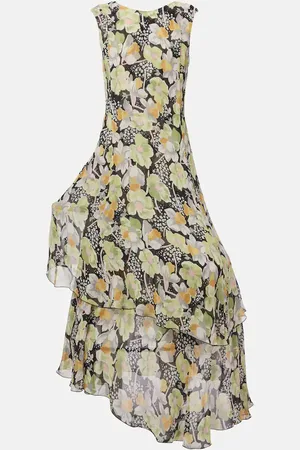 Loewe Floral asymmetric silk maxi dress