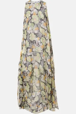 Loewe Floral asymmetric silk maxi dress