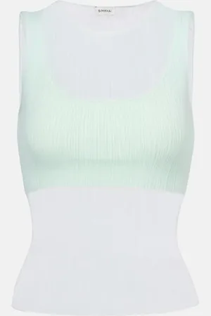 Simkhai Oakley Plisse semi-sheer tank top