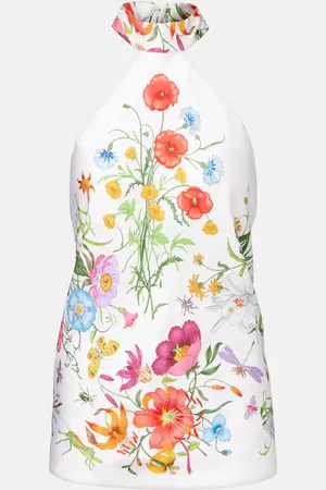 Gucci Floral halterneck silk twill top