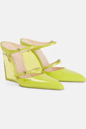Gucci Leather wedge mules