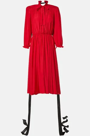Balenciaga Bow-detail lace-up silk midi dress