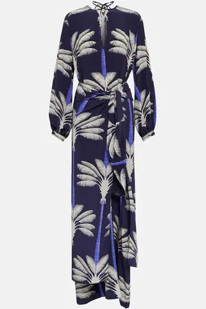 JOHANNA ORTIZ Embroidered printed silk wrap dress