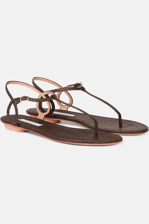 Aquazzura Almost Bare raffia-effect sandals