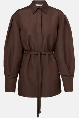 Max Mara Affari belted linen and silk shirt