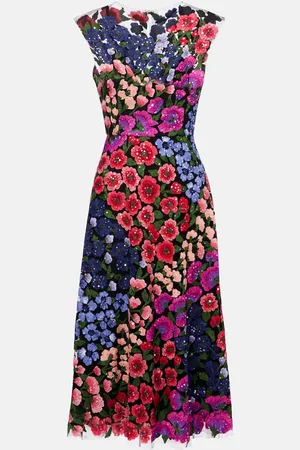 Carolina Herrera Floral embroidered tulle cocktail dress