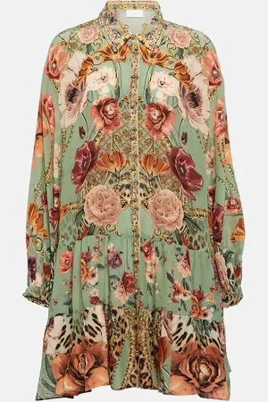 Camilla Floral embellished silk minidress