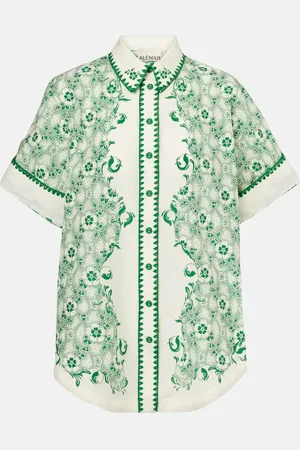 ALÉMAIS AlÃ©mais Olive printed cotton and silk shirt