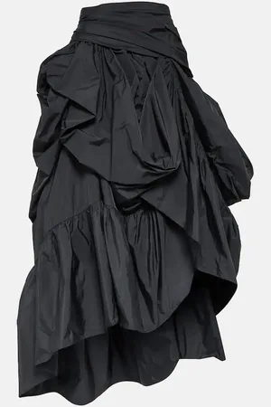 Erdem Asymmetric ruffled taffeta maxi skirt