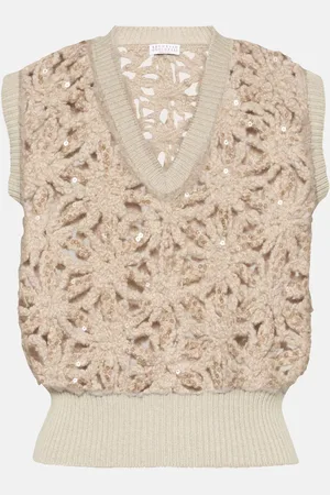 Brunello Cucinelli Sequined wool-blend sweater vest