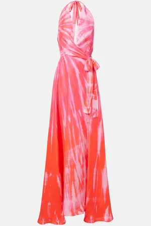 ANNA KOSTUROVA Tie-dye halterneck silk wrap dress