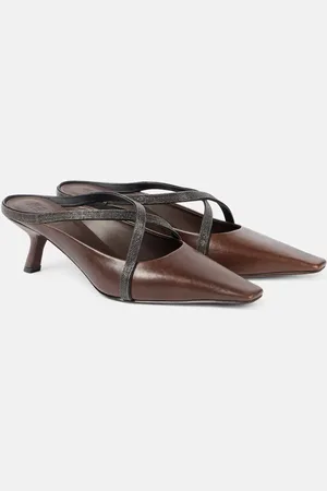 Brunello Cucinelli Monili leather mules