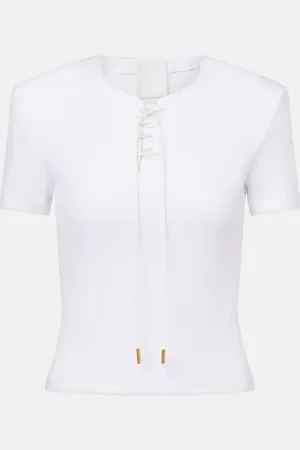 Givenchy 4G lace-up cotton-blend jersey T-shirt