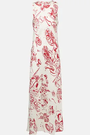 ASCENO Printed silk maxi dress