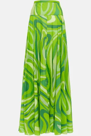 Puccini Marmo pleated cotton muslin maxi skirt
