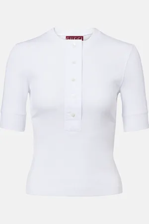 Gucci Ribbed-knit cotton polo shirt