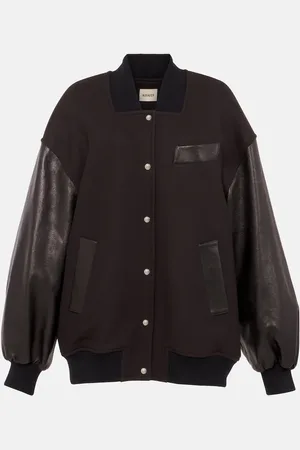 Khaite Spencer wool-blend and leather bomber jacket