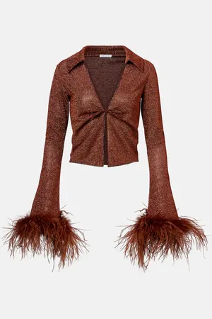 Oseree OsÃ©ree LumiÃ¨re Plumage feather-trimmed blouse
