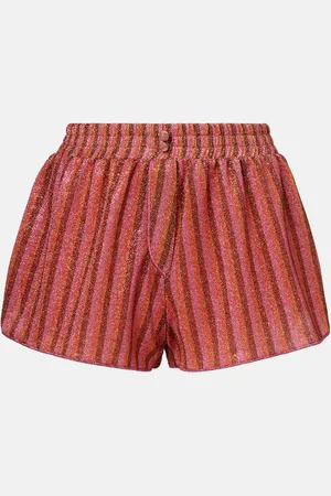 Oseree OsÃ©ree Striped lamÃ© shorts