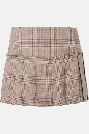 Alexander McQueen Heritage Check pleated wool miniskirt