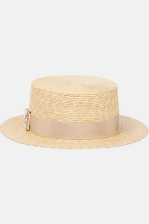 Roger Vivier TrÃ¨s Vivier embellished raffia boater hat