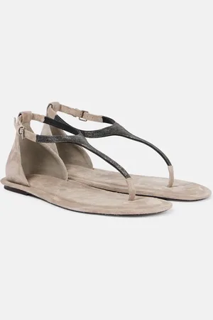 Brunello Cucinelli Monili suede thong sandals