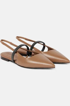 Brunello Cucinelli Pointy leather slingback flats