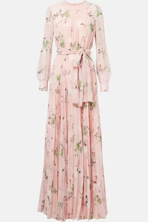 Erdem Floral pleated voile gown