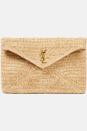 Saint Laurent Cassandre Large raffia pouch