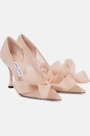 Jimmy Choo Staz 90 bow-detail leather and tulle pumps