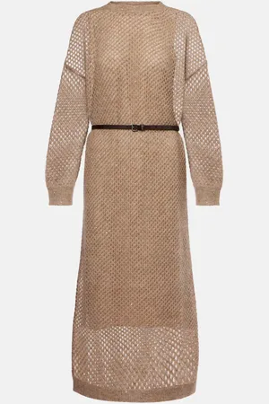 Brunello Cucinelli Belted knitted midi dress