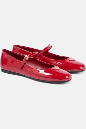 Prada Logo patent leather Mary Jane flats