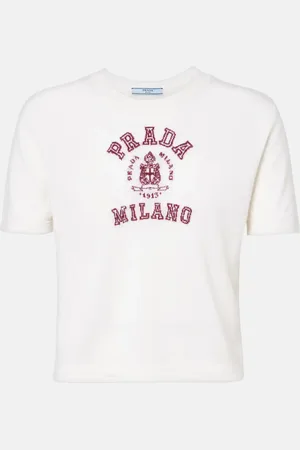 Prada Logo cropped cashmere T-shirt