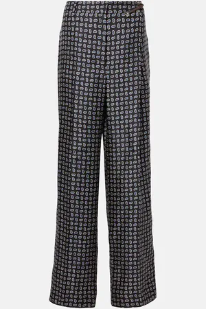 Prada Paisley silk twill straight pants
