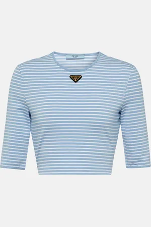 Prada Logo cotton-blend crop top