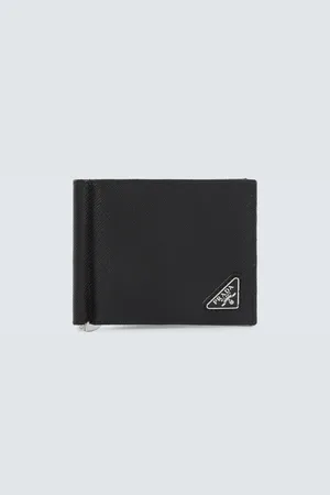 Prada Saffiano metal money clip wallet
